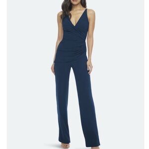 Dress The Population SAM Jumpsuit Womens Small Peacock Blue Size XS